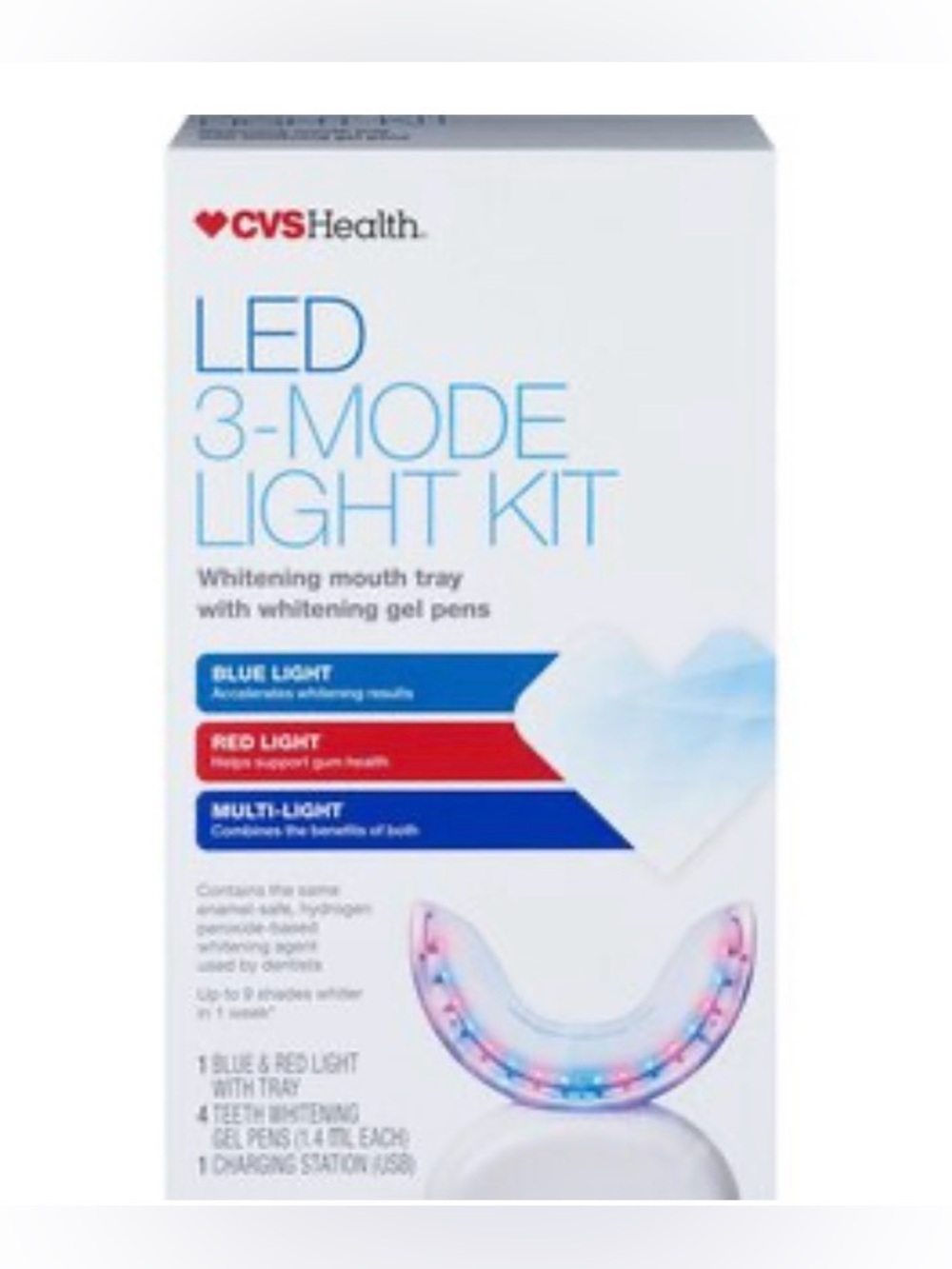 LED 3-Mode Whitening Light Kit - White/Blue/Red